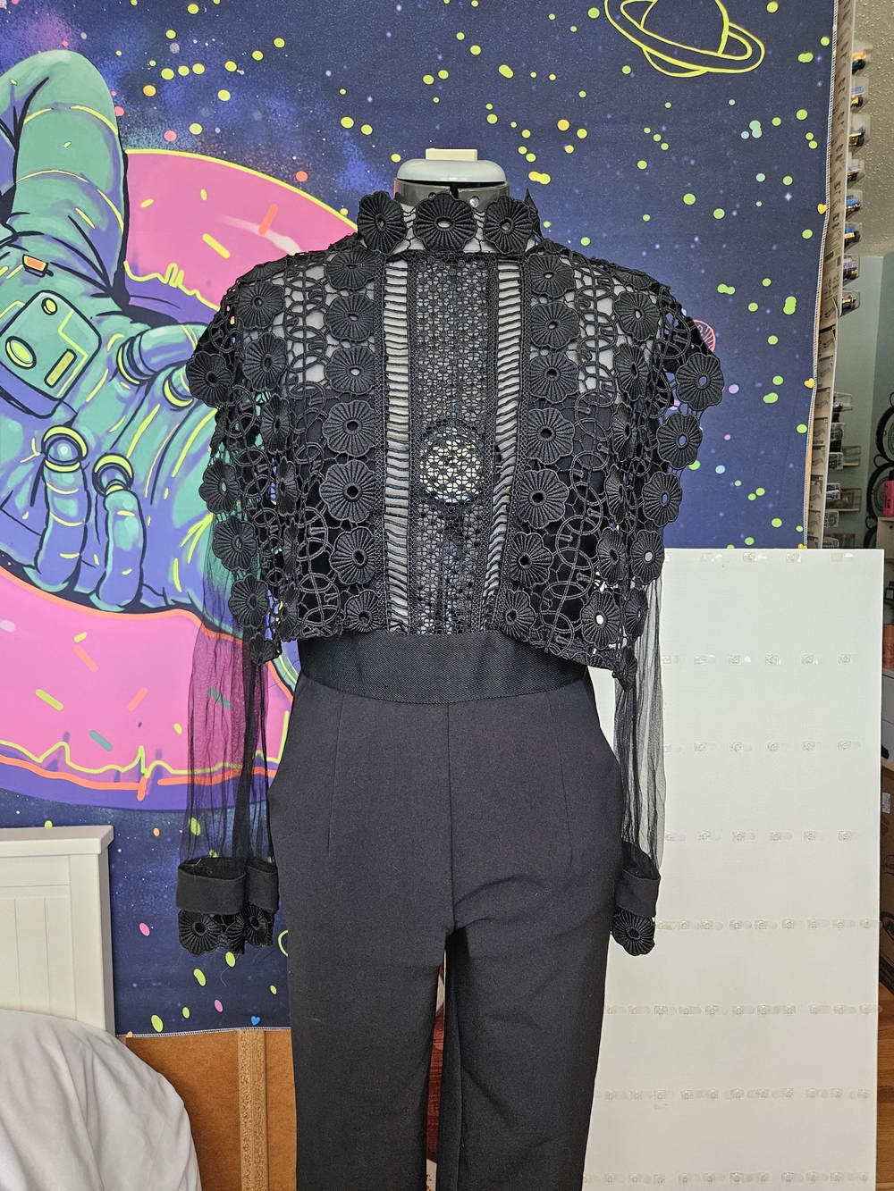 Black Lace Floral Jumpsuit